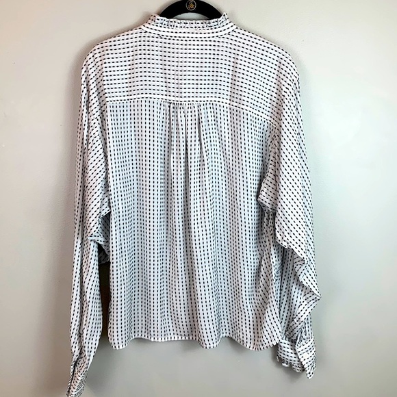 LOFT Striped Ruffle Trim Shirt NWT - Picture 8 of 9